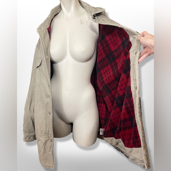 Vintage CRAFTSMAN Layered Canvas Work Jacket Plaid Flannel Fleece Lined Mens XXL - Picture 4 of 9